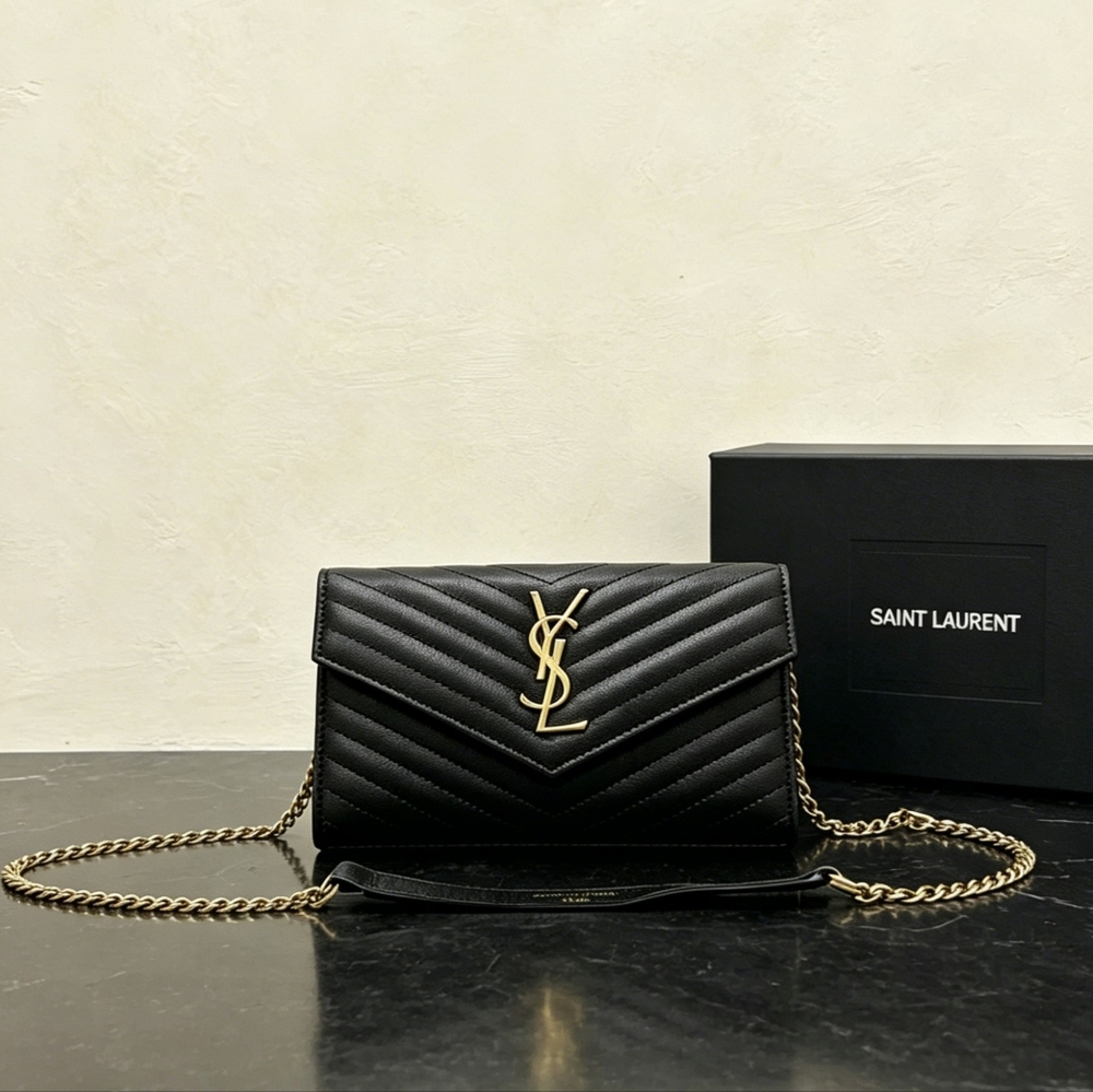 YSL Wallet on Chainin Black